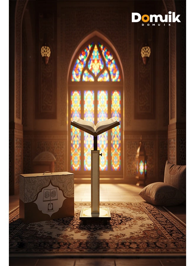 DOMUIK Adjustable Wooden Book Stand | Quran, Bible Holder Lectern | Cookbook Stand, Desktop Bookstand - Image 1